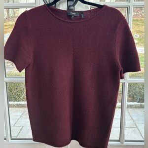 Theory Burgundy Short Sleeve cashmere sweater